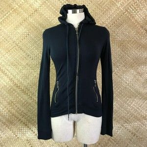 Rock & Republic Skull Wings Zipped Hoodie Jacket Dark Navy Blue  Sz XS